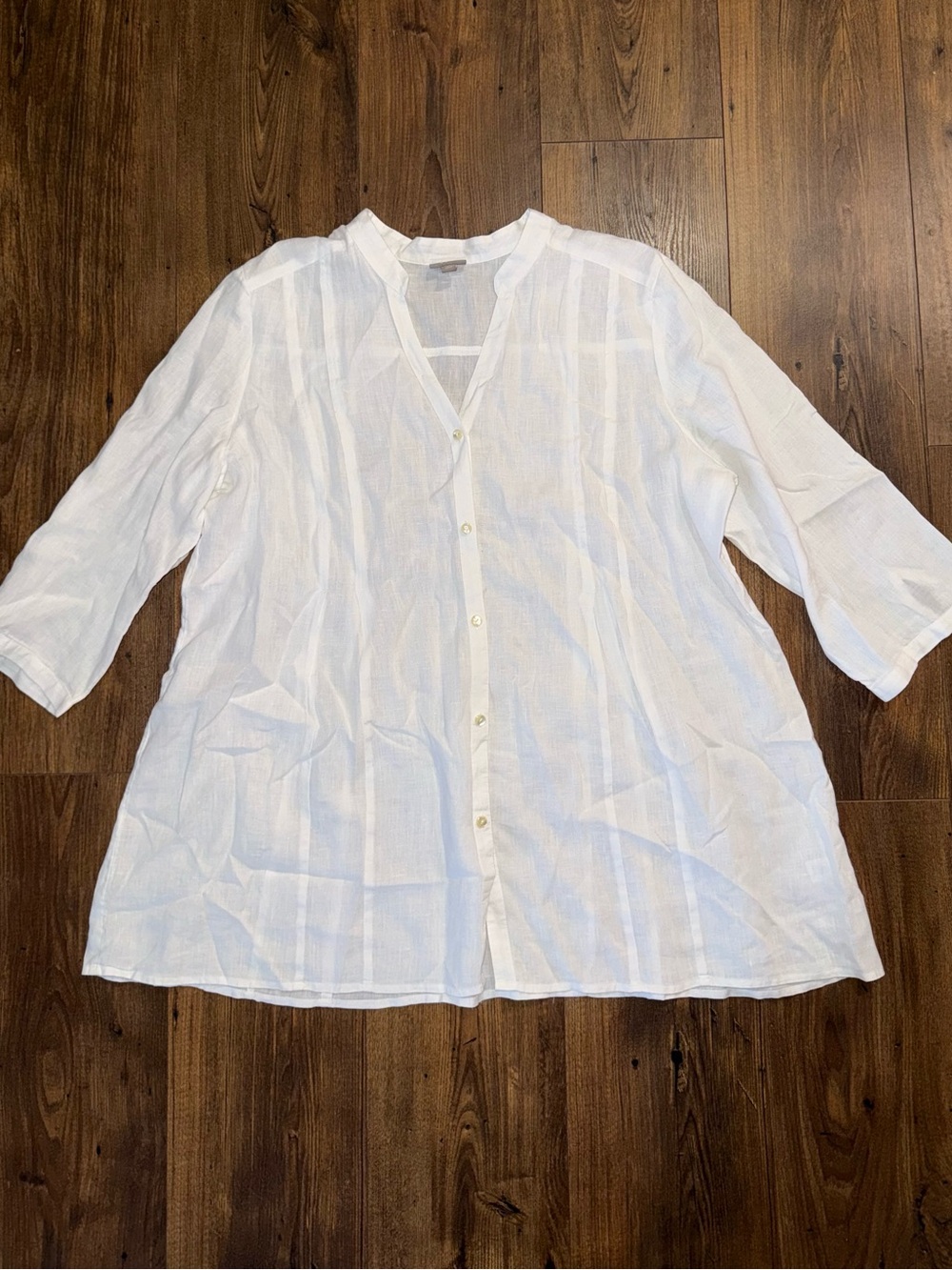 J. Jill Women’s 100% Linen 3/4 Sleeve Button Down White Shirt Size XL